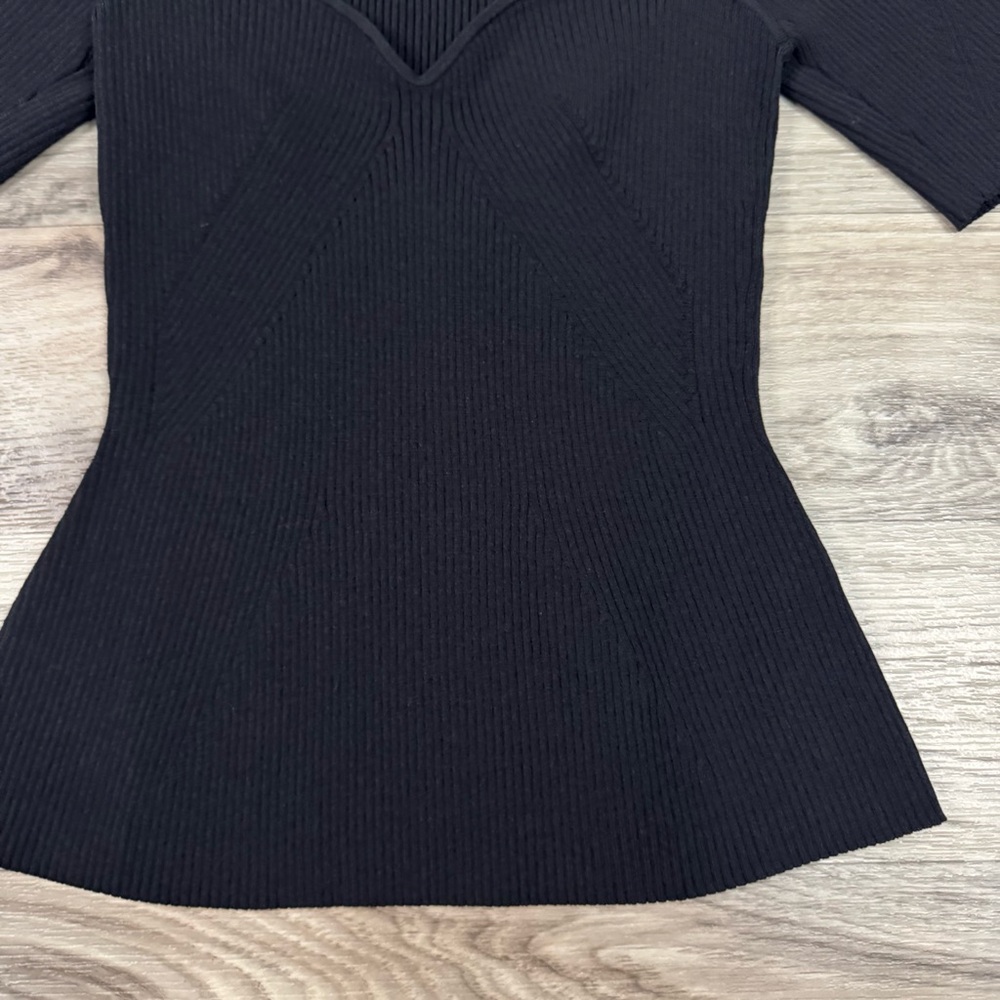 Massimo Dutti Studio Black Sweatheart Neckline Knit Bustier Blouse Size Medium - Picture 3 of 8